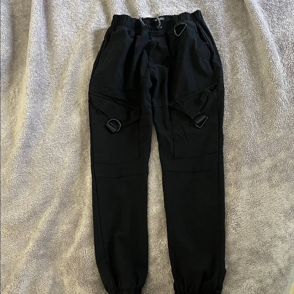Kids Black Utility Cargo Jogger Pants